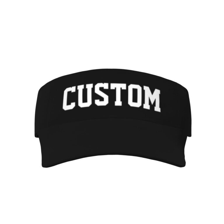 Black visor with the word "CUSTOM" in bold, white letters