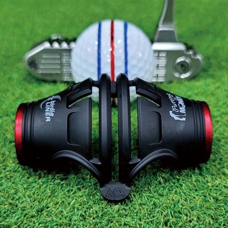 Golf ball liner, golf ball, putter, and green grass background