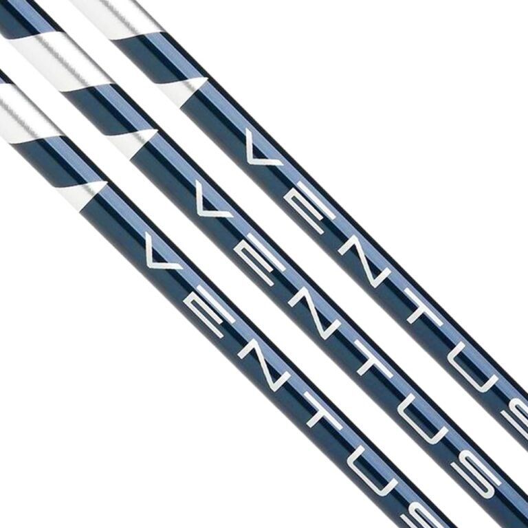 Three blue golf club shafts with "VENTUS" printed on them