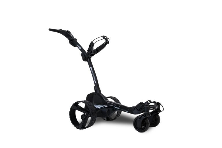 Black MGI Zip Navigator AT electric golf cart on white background