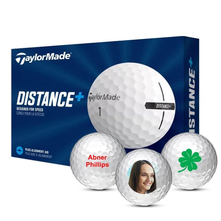 TaylorMade Distance+ golf balls with box and personalized golf balls