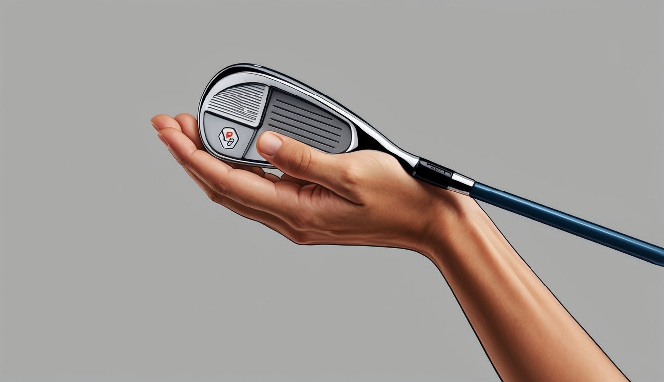 A golf club resting on a cupped wrist, with fingers gently curled