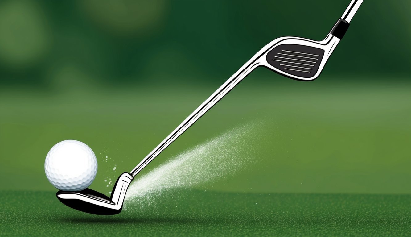 A golf club bends as it strikes a ball, demonstrating the flexibility of the shaft