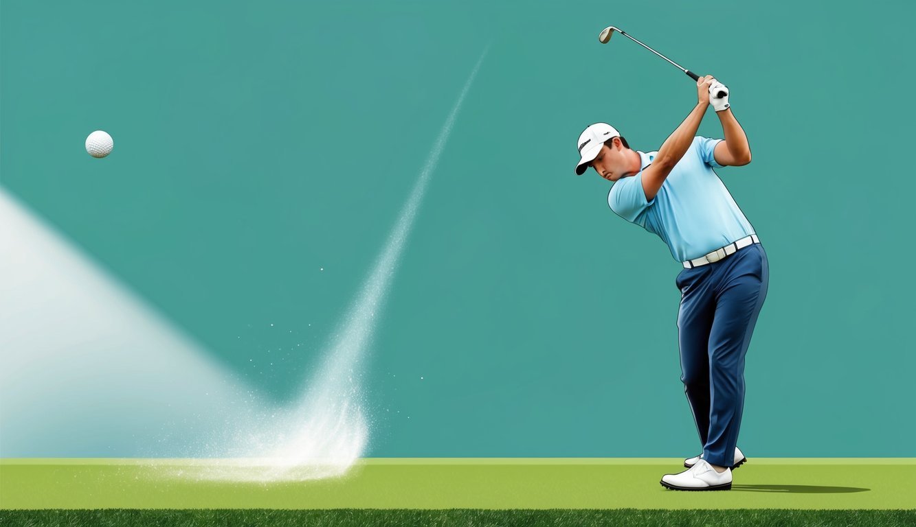 A golfer tees off with a forgiving driving iron from a popular brand, sending the ball soaring across the green